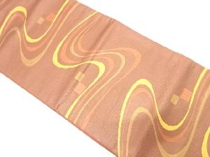 流水に色紙模様織り出し　名古屋帯